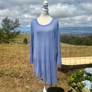 NIC+ZOE Featherweight Angle asymmetrical linen blend Sweater Tunic large NWT